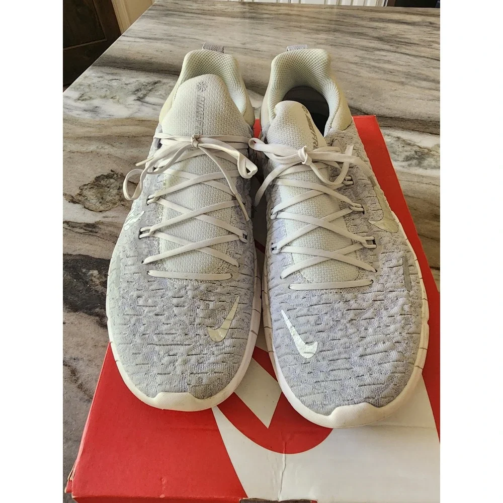 Nike Free Run 5.0 Pure Platinium Metallic Silver Womens Running Shoes Grey Sz 10